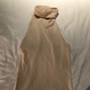 Cream wool/cashmere blend sleeveless turtle neck